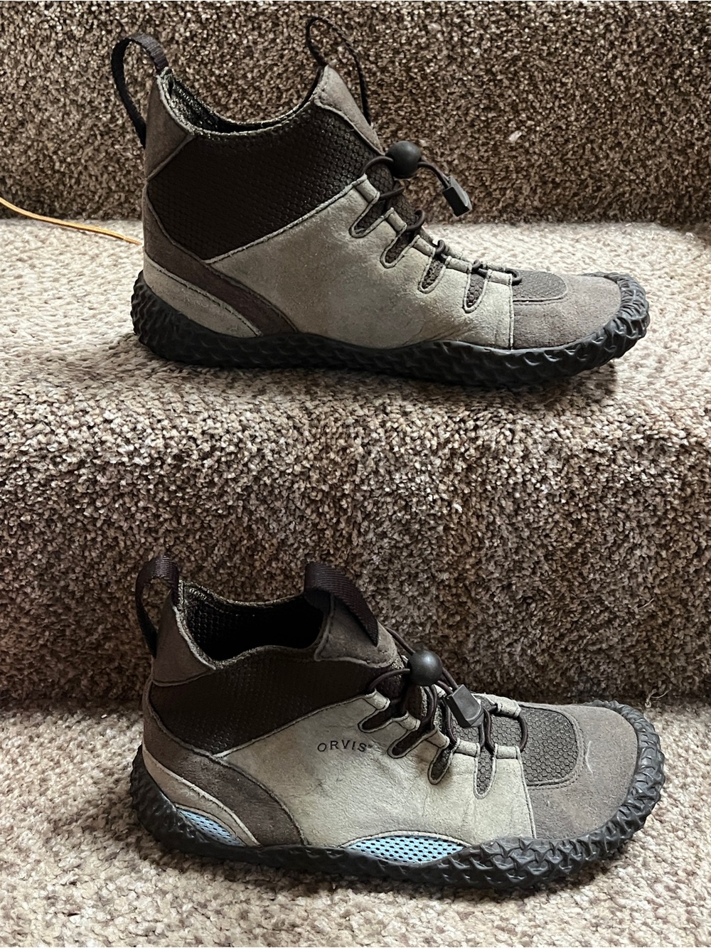 Orvis Gray and Light Blue Women's Ankle Booties - Picture 2 of 9